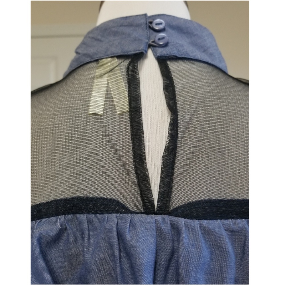 🆕️⬇️🎉HOST PICK🎉 Denim And Mesh Ruffle Layered Top - Picture 5 of 7